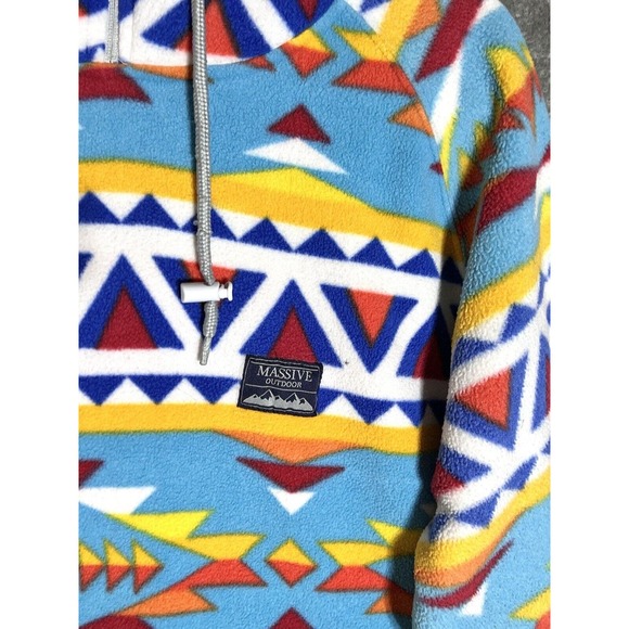 Massive Outdoor Aztec‎ Southwest Fleece Pullover Hoodie Mens Size Large - Picture 6 of 10